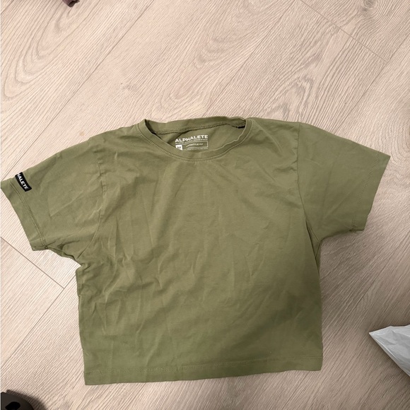 Alphalete Tops - Alphalete Olive Green Cropped Tee - Size M